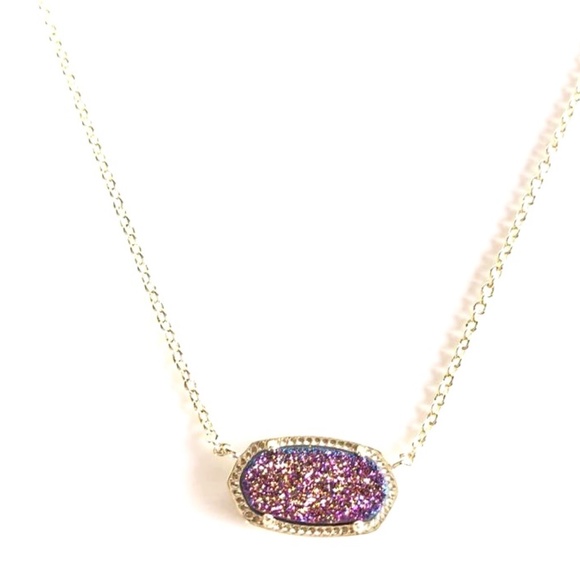 Kendra Scott Gold or Silver Elisa Multi Color Drusy Quartz Necklace - Picture 1 of 11